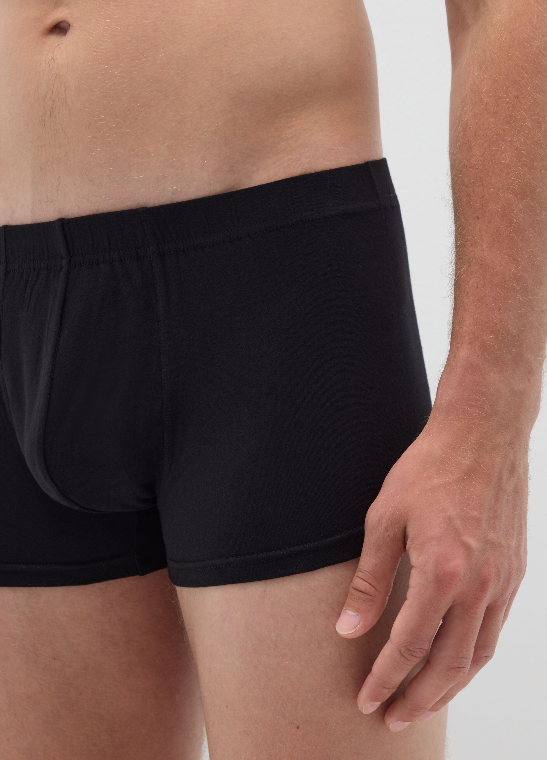 Regular fit black stretchy cotton boxers