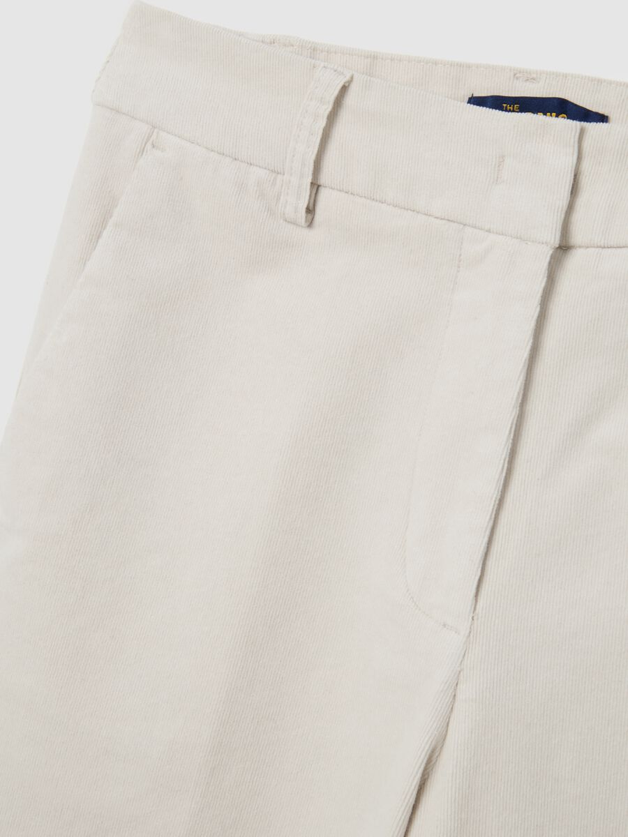 Beige cotton and velvet trousers regular fit_5