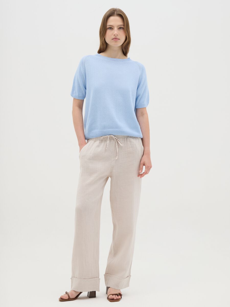 Women's light blue pure cotton regular fit t-shirt_1