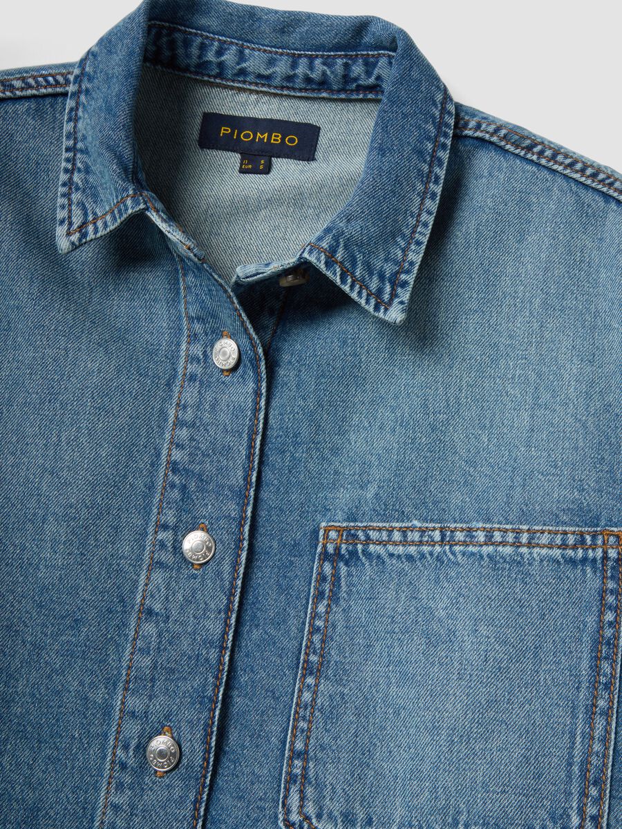 Camicia denim azzurra in puro cotone Over fit_5