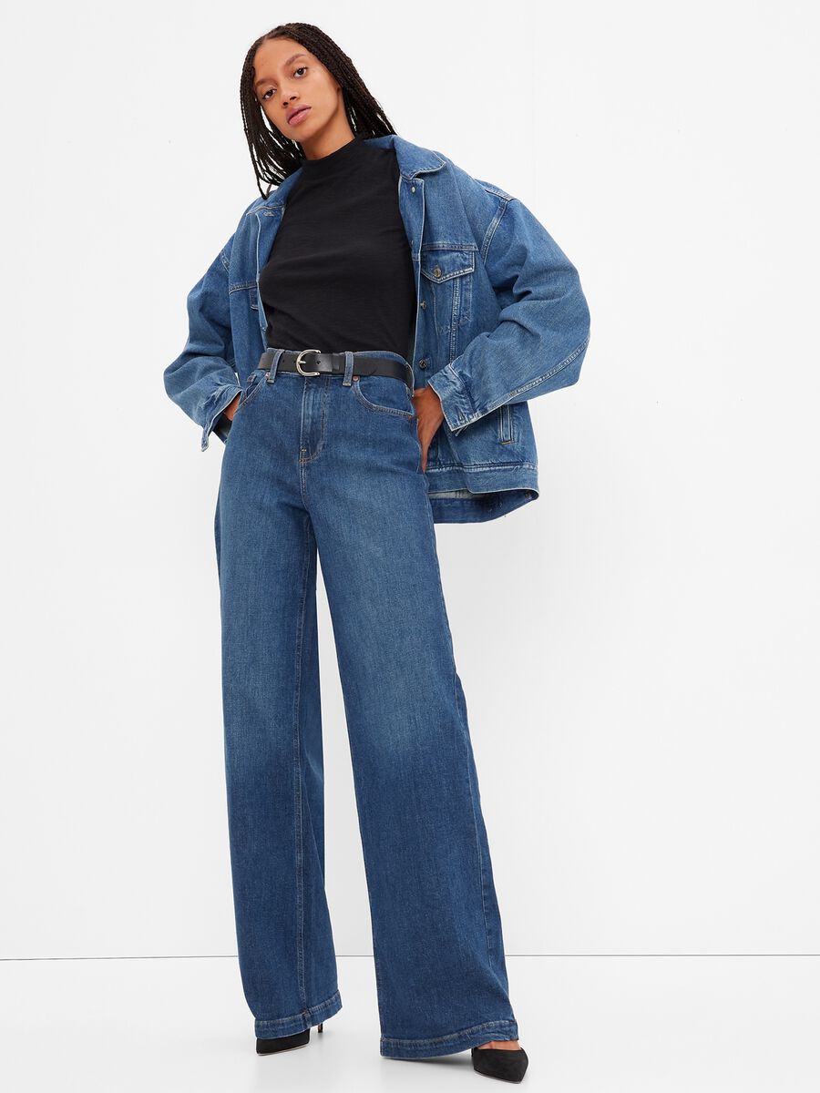 Wide-leg jeans with high waist_0