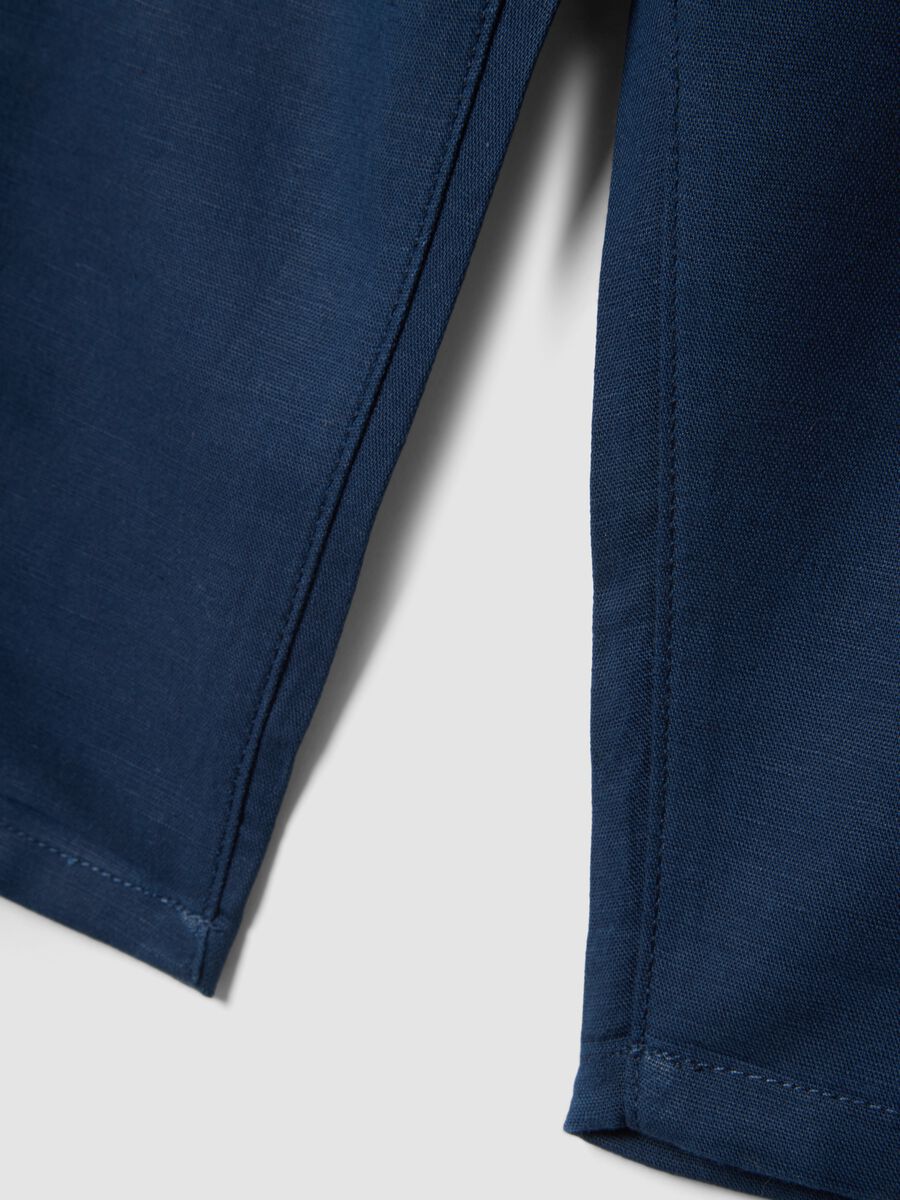 Pantaloni chino in misto lino e cotone blu da bimbo regular fit_3