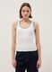White stretch cotton tank top with border regular fit_0