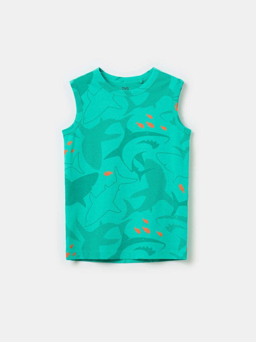 Cotton racerback vest with print_0