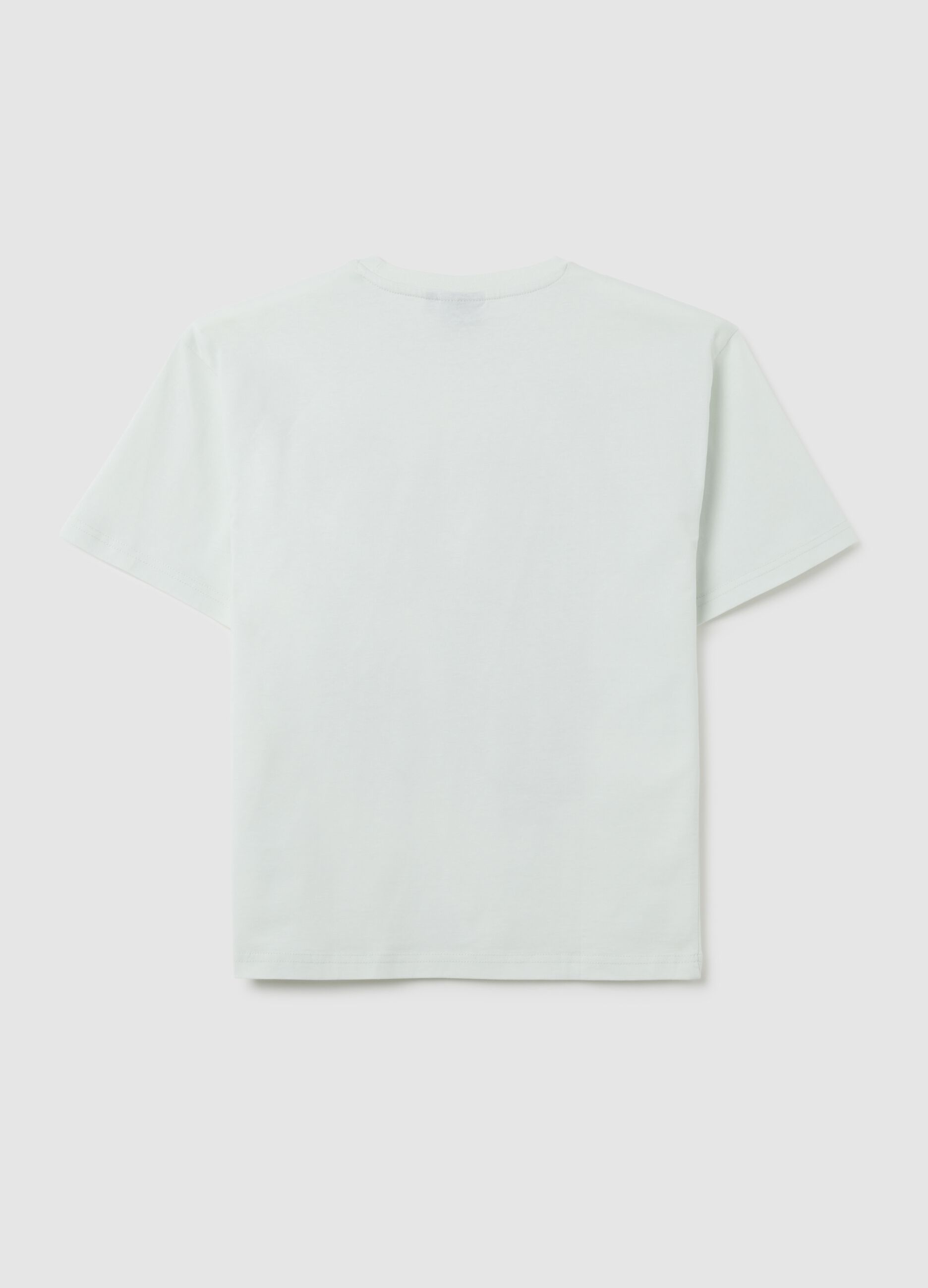 T-shirt da bambino in puro cotone bianca regular fit con stampa Chicago Bulls