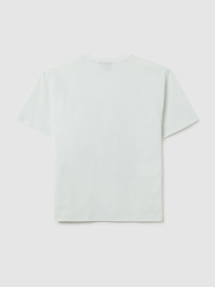 T-shirt da bambino in puro cotone bianca regular fit con stampa Chicago Bulls_1