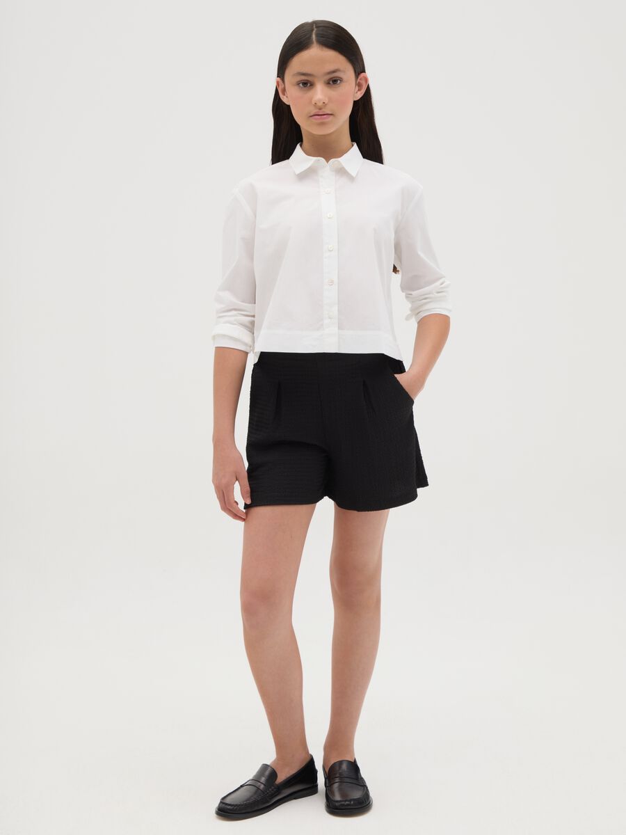 Shorts da ragazze in tessuto elasticizzato nero_1