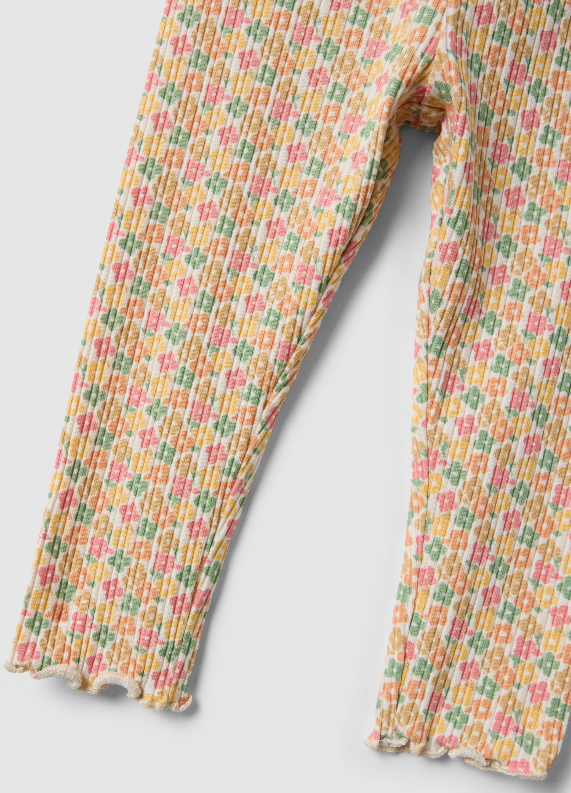 Girls&rsquo; floral slim-fit stretch cotton leggings