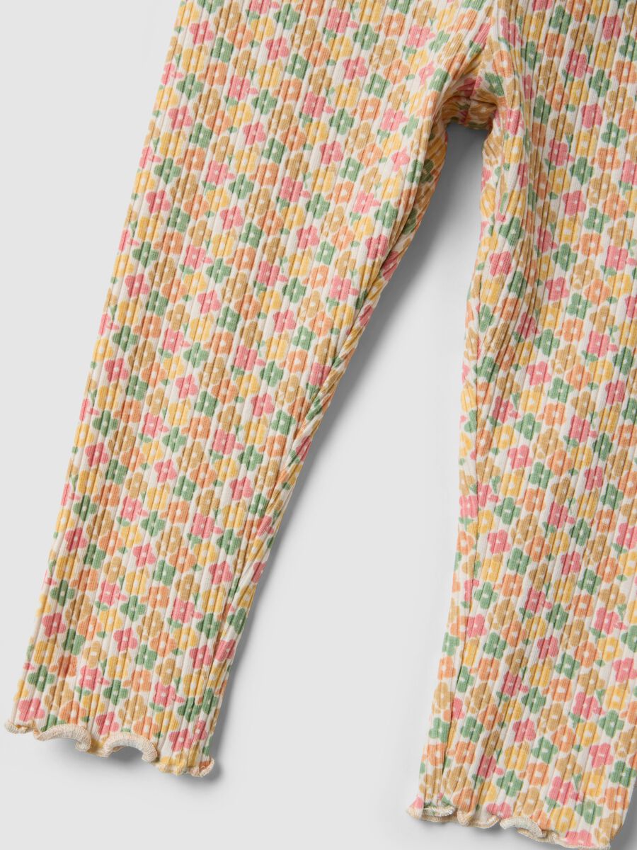 Girls&rsquo; floral slim-fit stretch cotton leggings_3