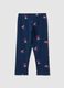 Girl's slim-fit blue stretch cotton leggings with patterns_1