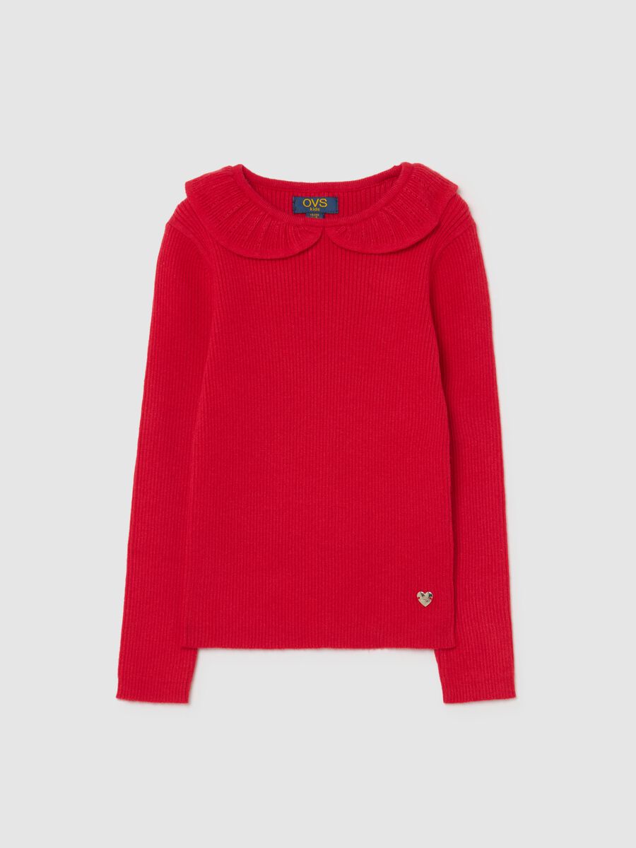 Maglione con colletto rosso da bambina regular fit_0