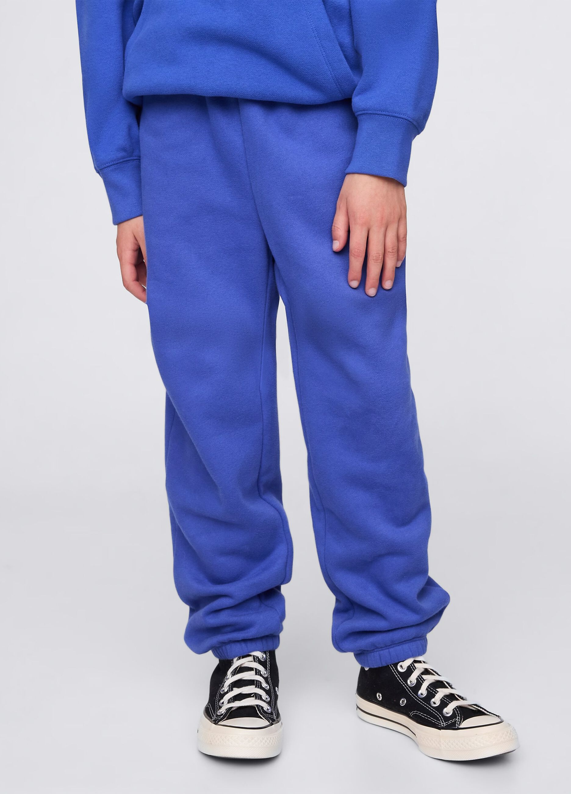 Blue joggers with elasticated edging