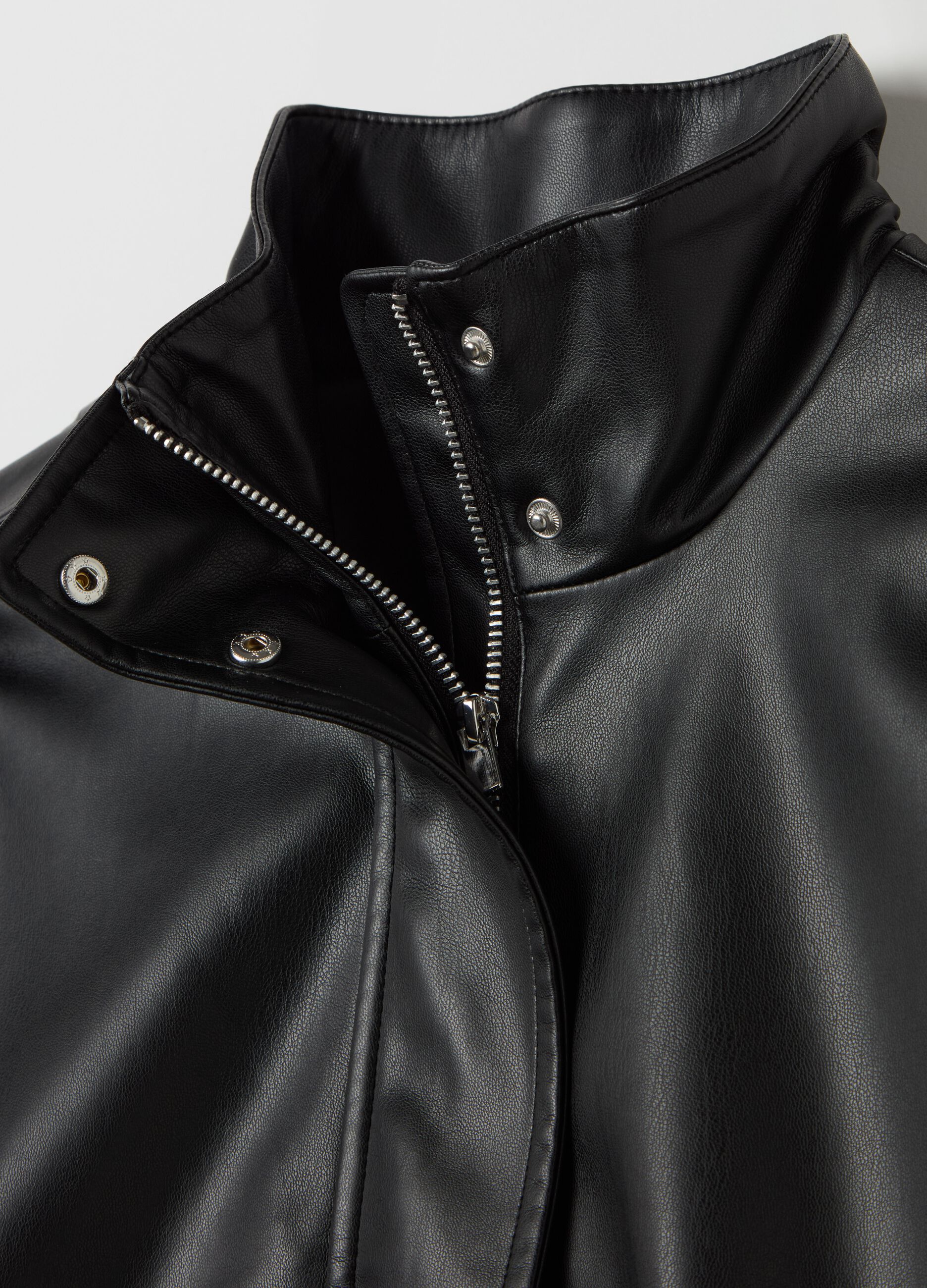 Biker bomber jacket with high neck