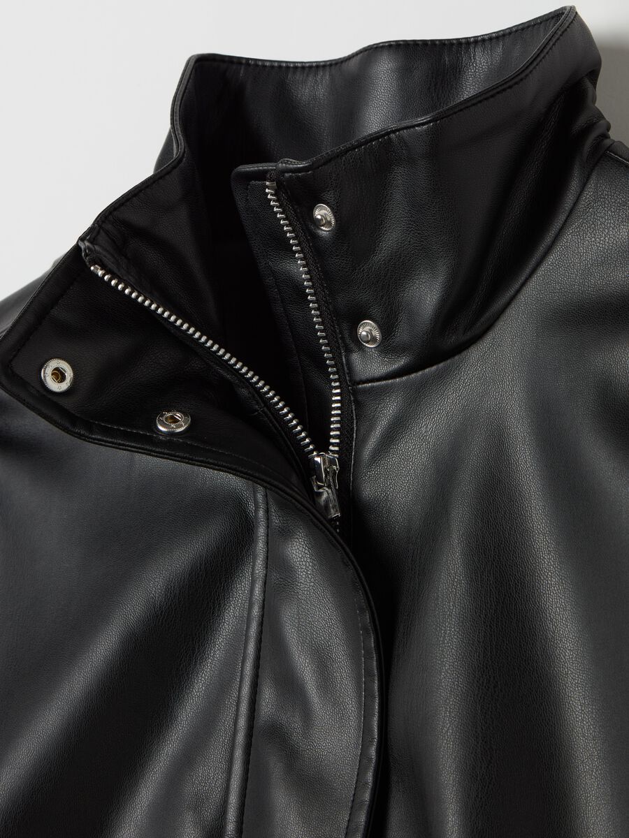 Biker bomber jacket with high neck_5