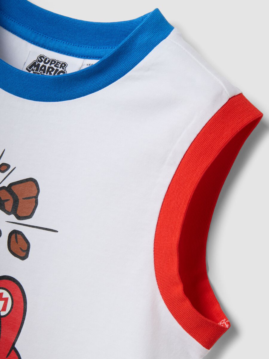 Canottiera in puro cotone bianco da bambino con Super Mario_2