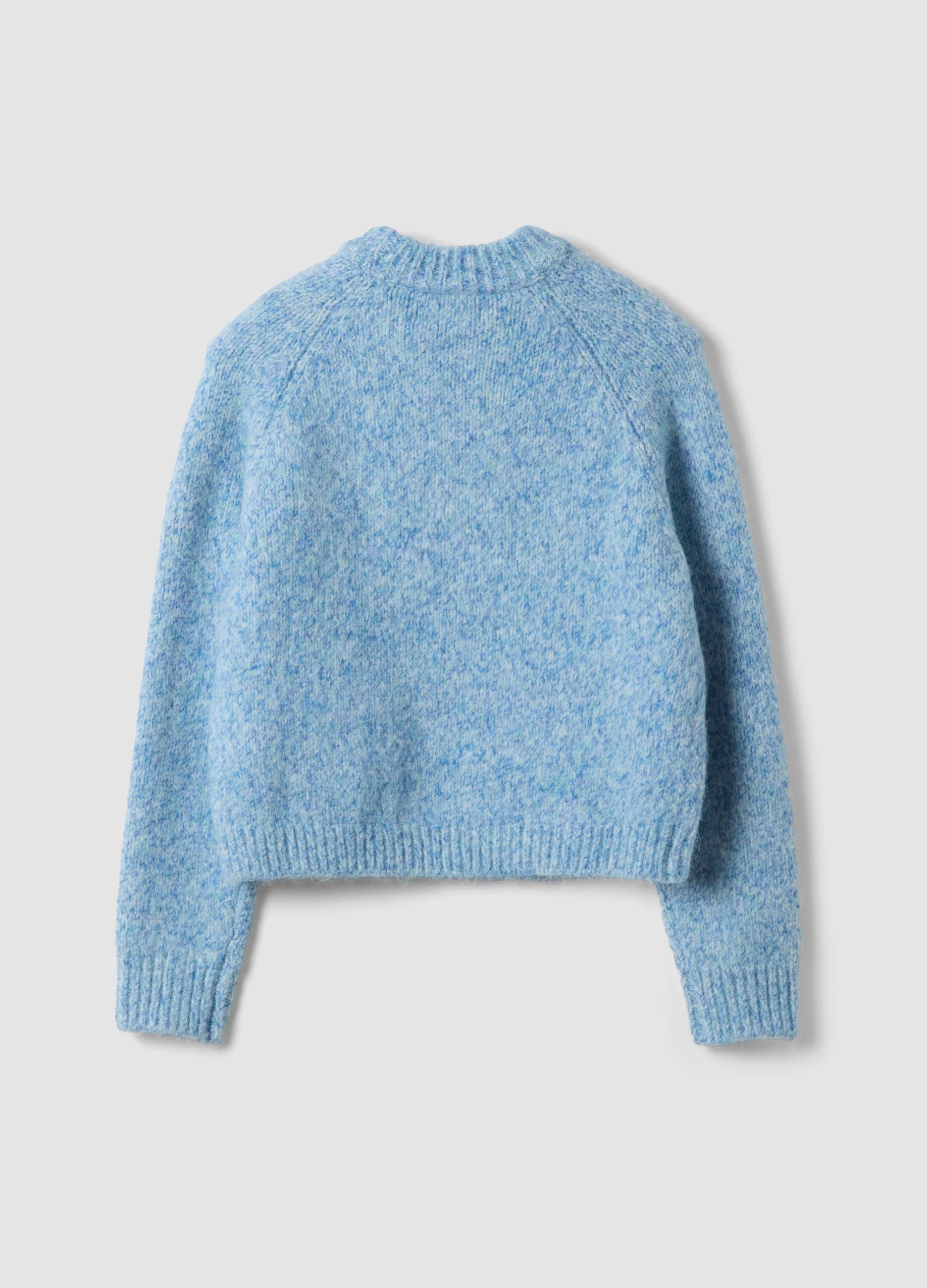Blue stretch wool crew-neck jumper