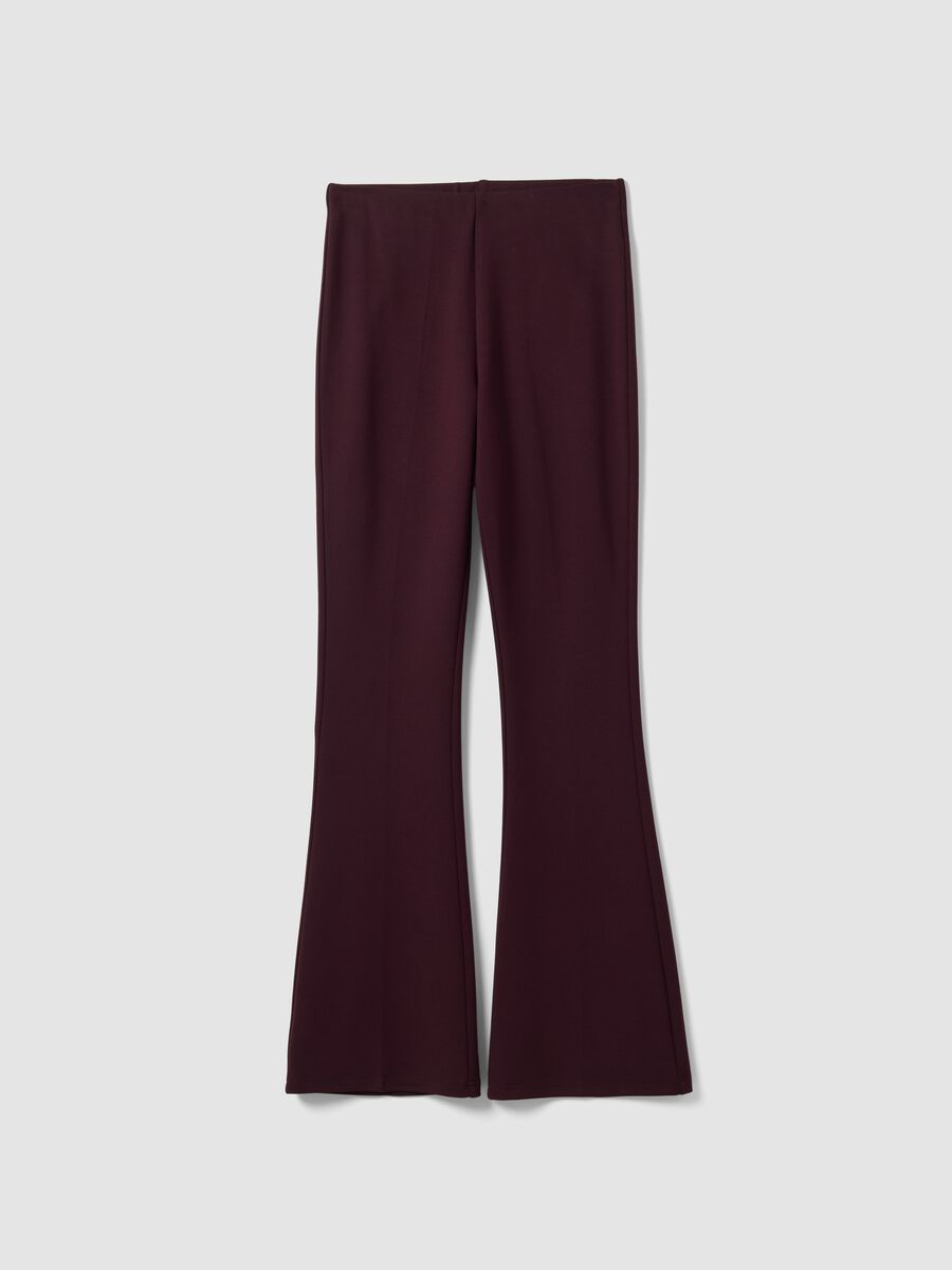 Leggings rossi flare fit in punto Milano di viscosa elasticizzata_4