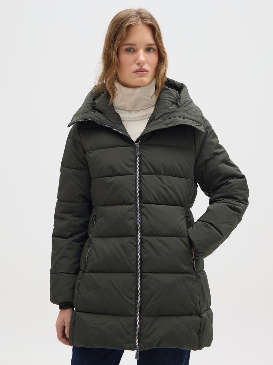 Dark green padded jacket with hood_0