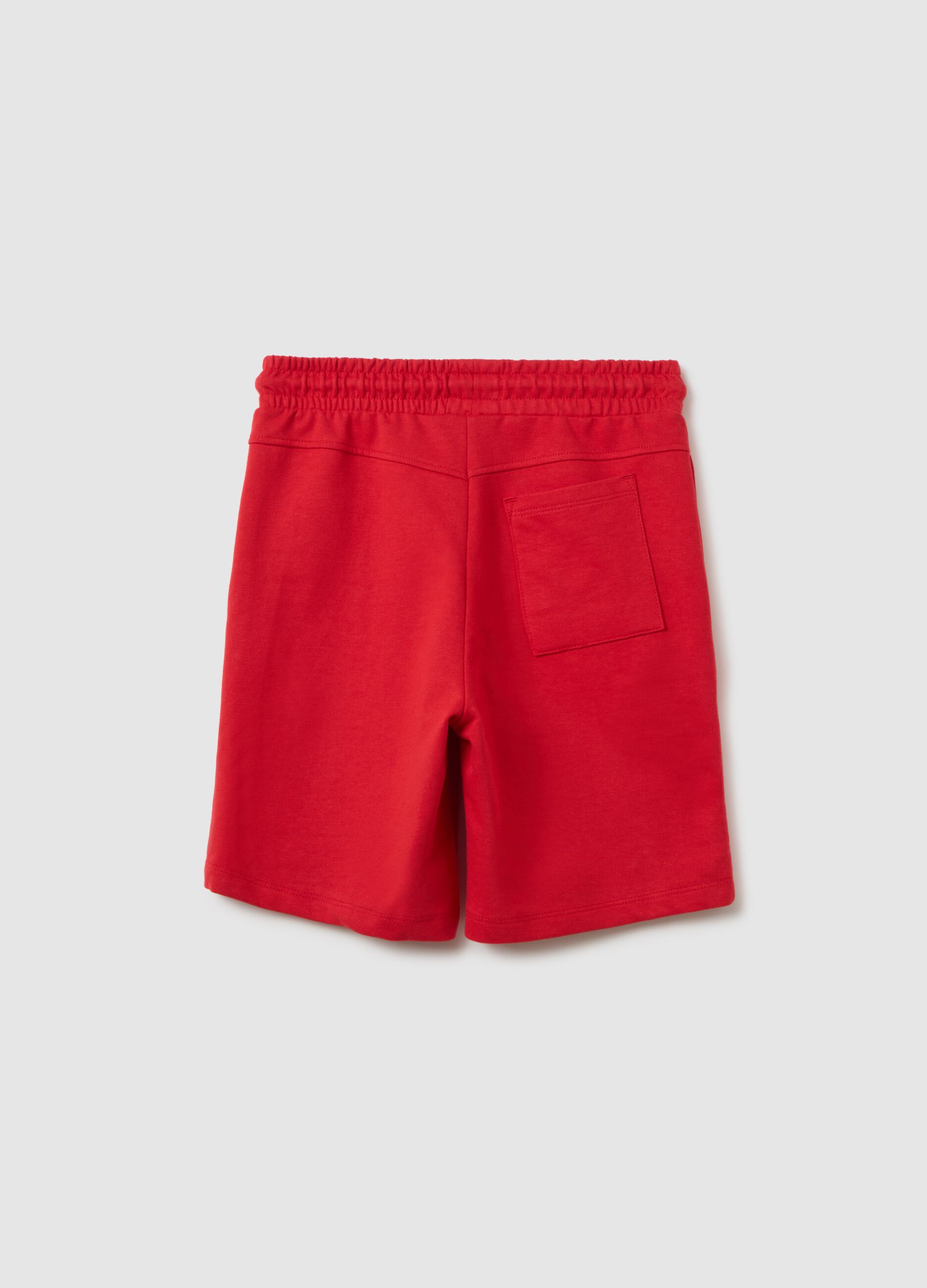 Short da bambino in puro cotone rosso regular fit con girovita elasticizzato