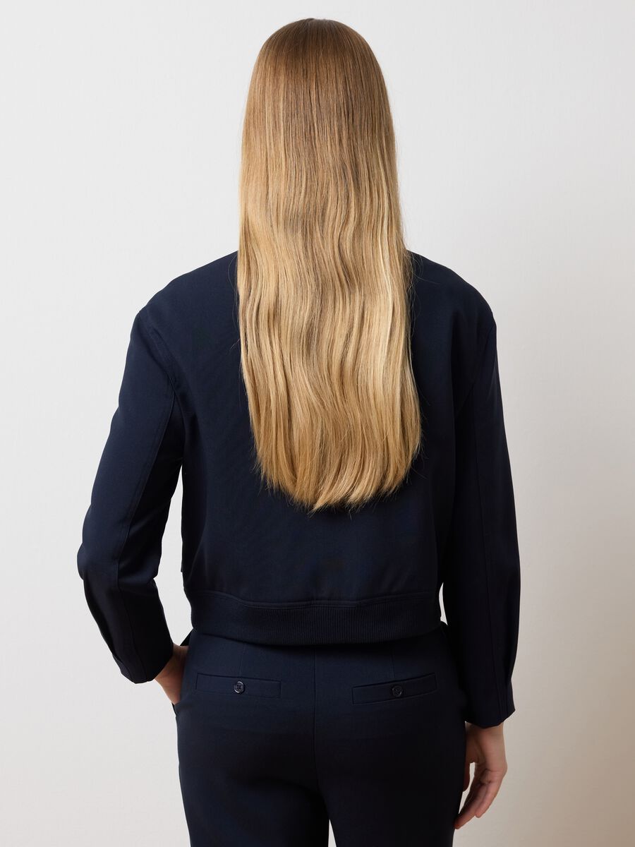Blazer in misto blu regular fit con tasche_3