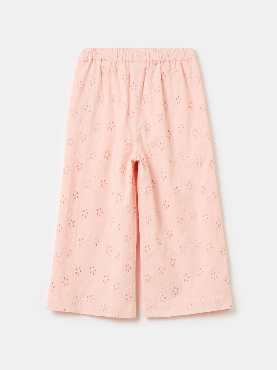 Pantaloni wide leg in cotone sangallo_1