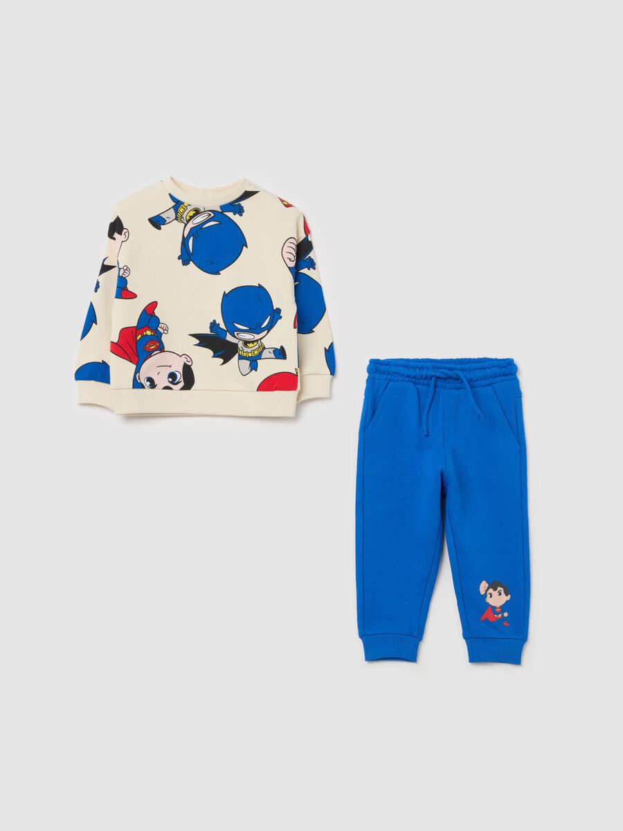 Cotton jogging set with Batman and Superman print_0