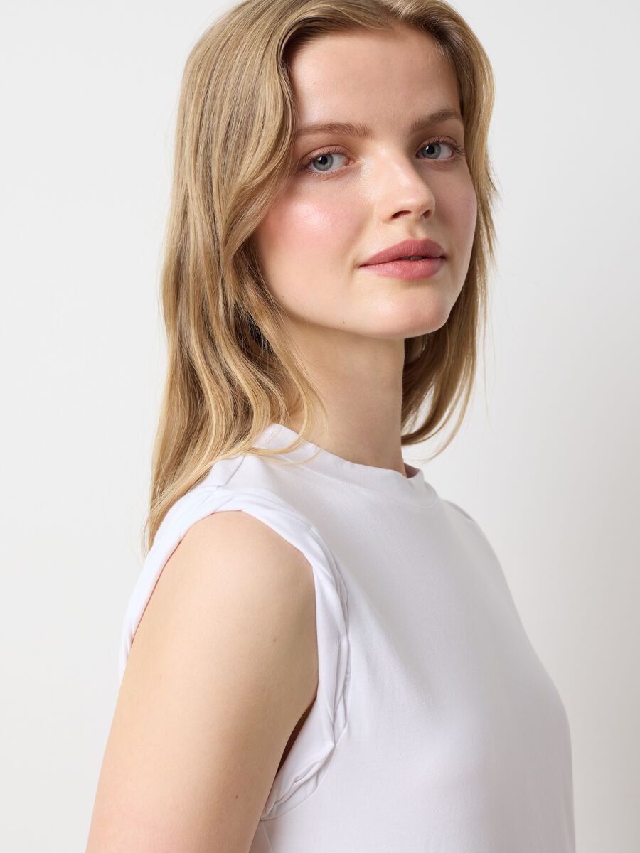 White camisole in modal and stretch cotton_0