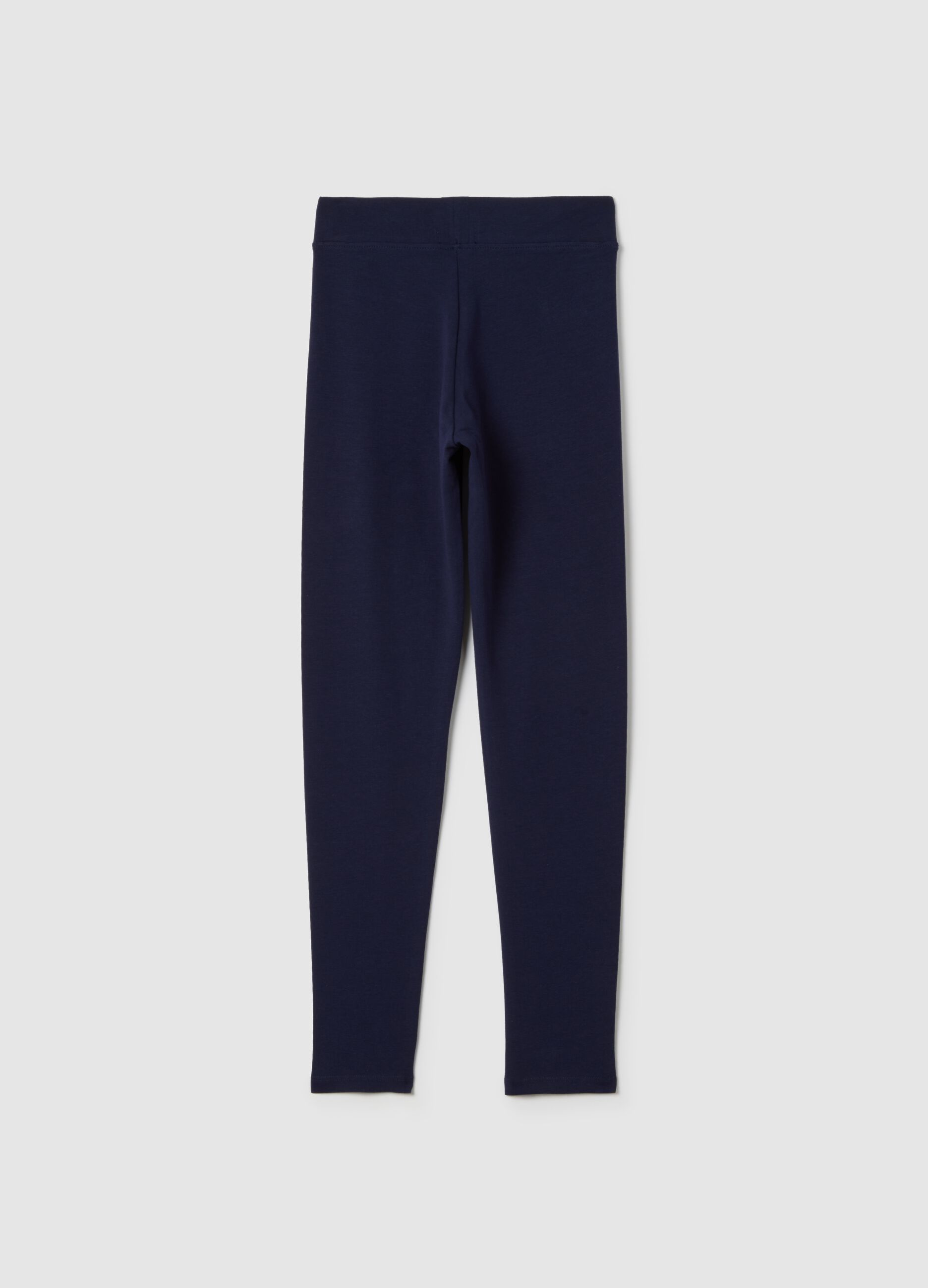 Girls' Blue Cotton Skinny Fit Leggings