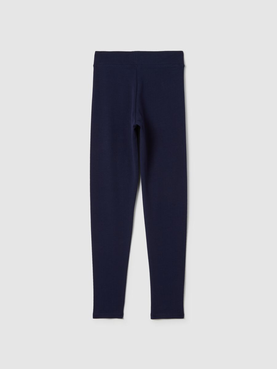 Girls' Blue Cotton Skinny Fit Leggings_4