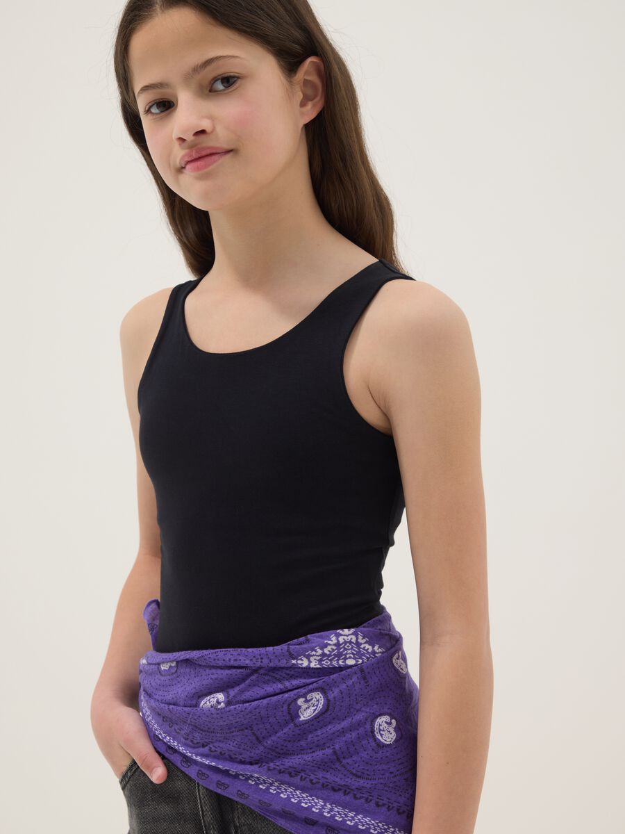 Girls&rsquo; black fitted stretch cotton bodysuit_2