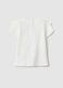 Girl's white cotton T-shirt, stretch regular fit with print_1