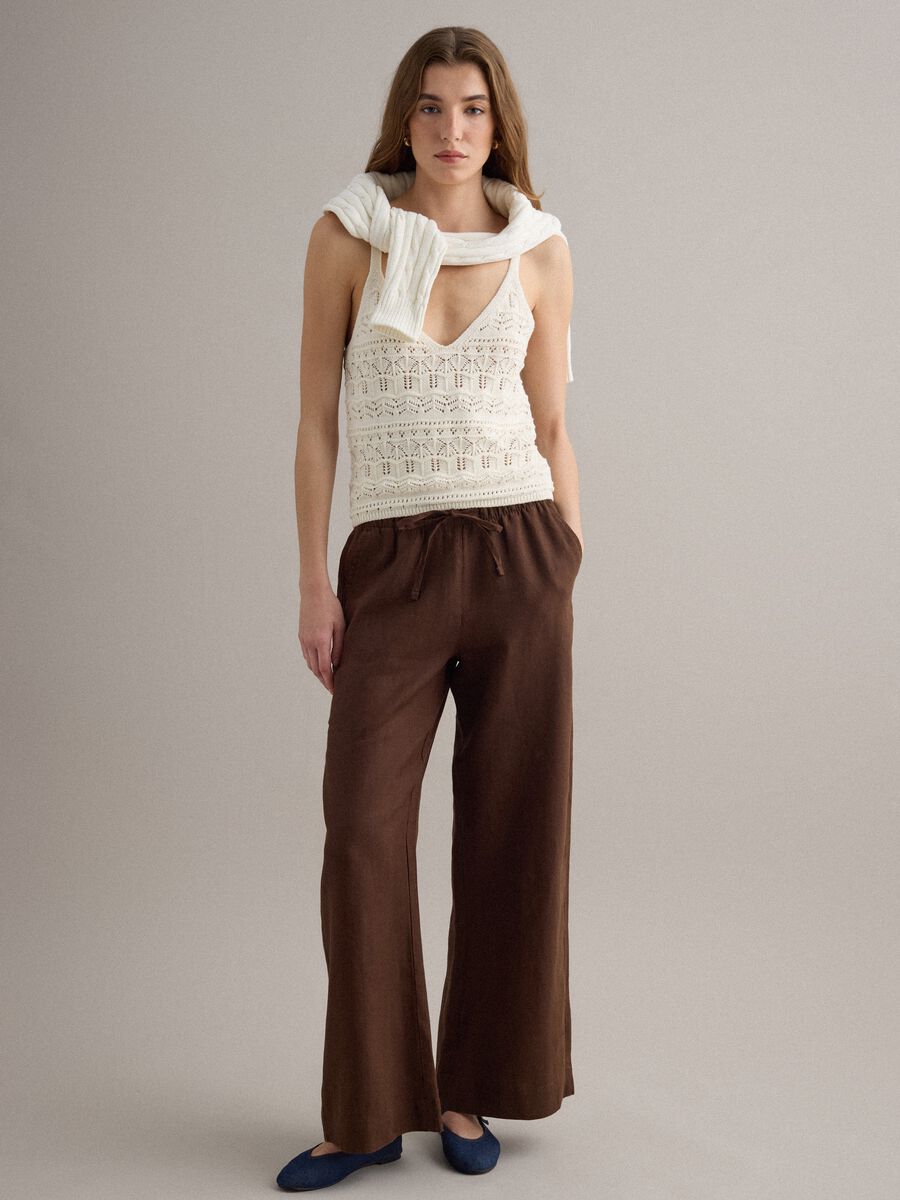 Canotta in puro cotone bianca regular fit con lavorazione a maglia_2