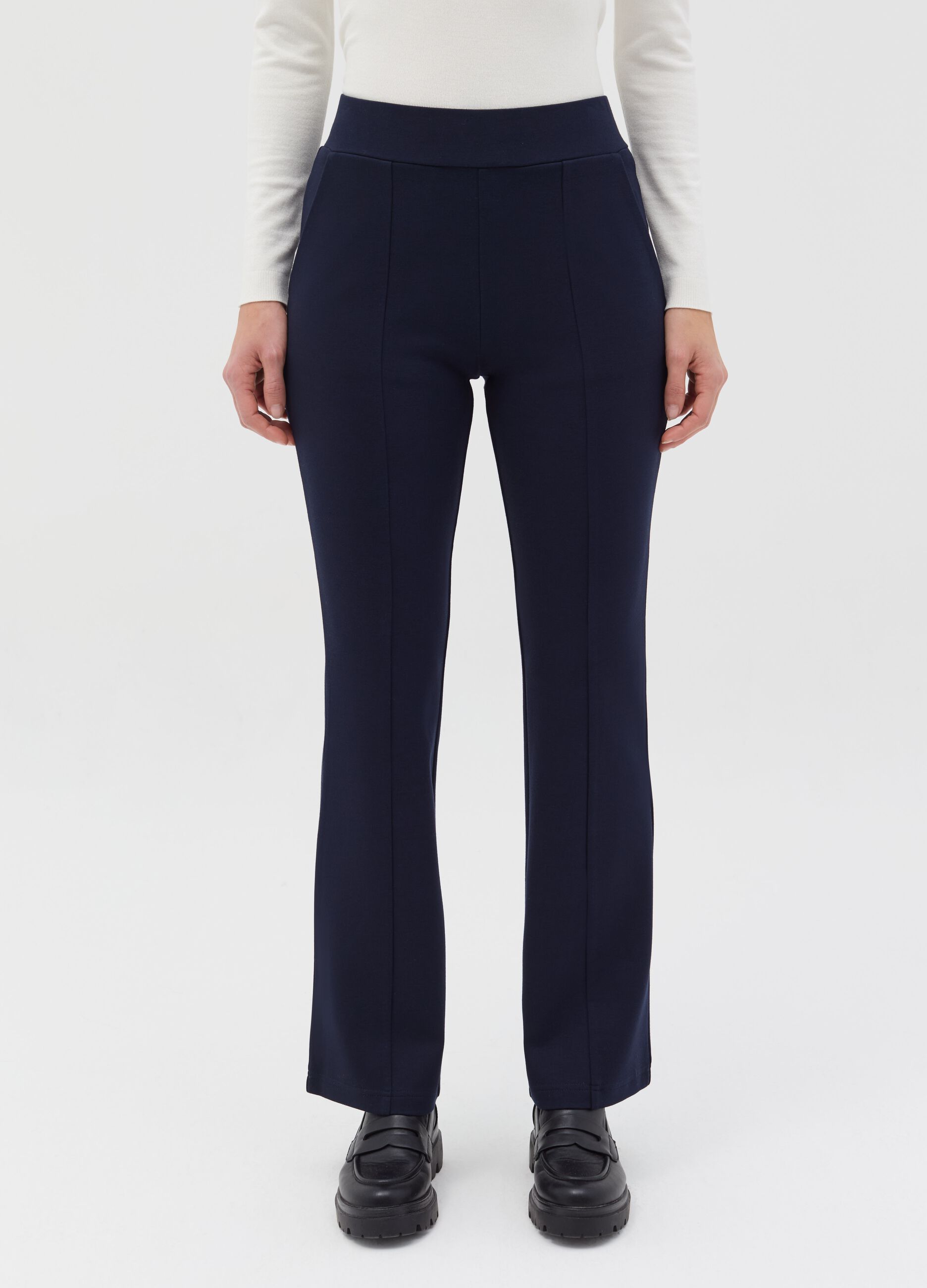 Milano-stitch leggings with raised seams