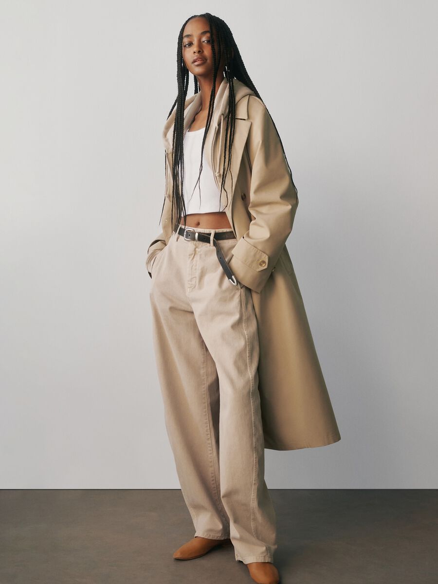 Pantaloni beige in cotone_0