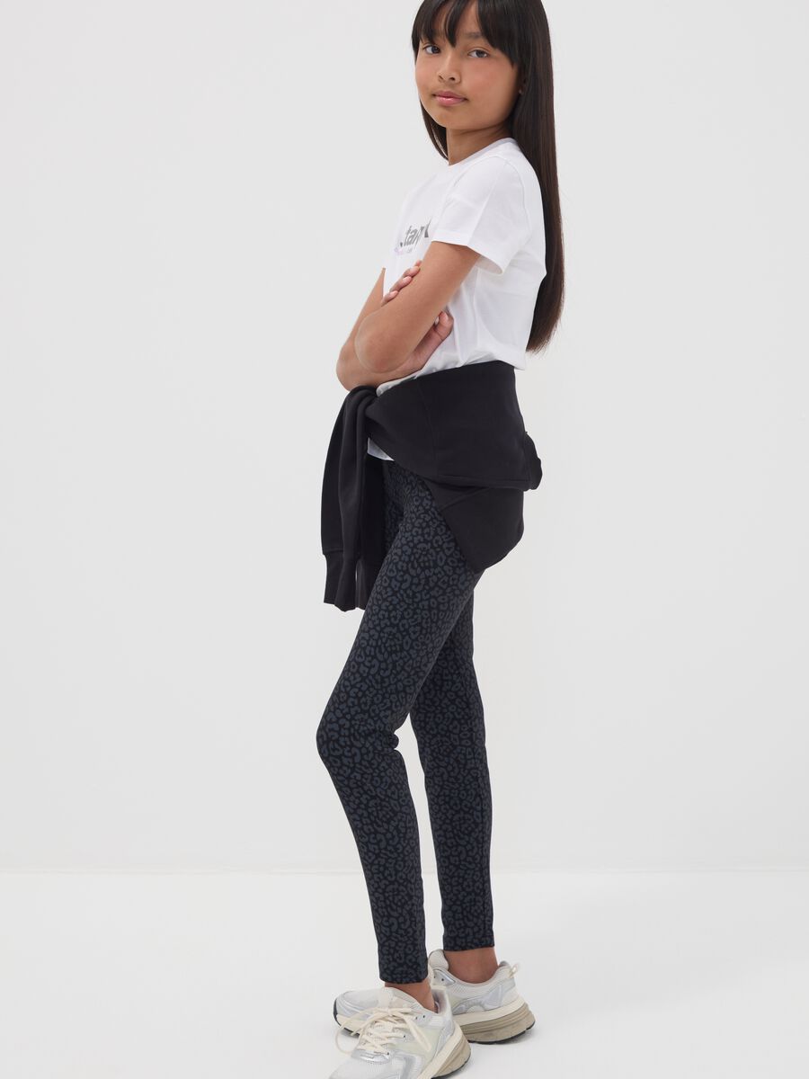 Leggings neri in cotone jersey organico elasticizzato skinny fit per ragazza_0