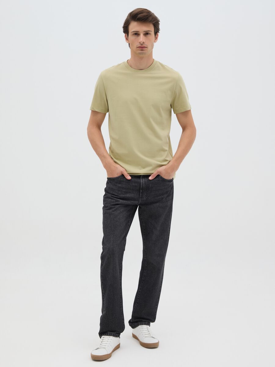 Men's green pure cotton regular fit T-shirt_1