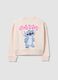 Pink cotton-blend zip sweatshirt with Lilo & Stitch print for girls_1
