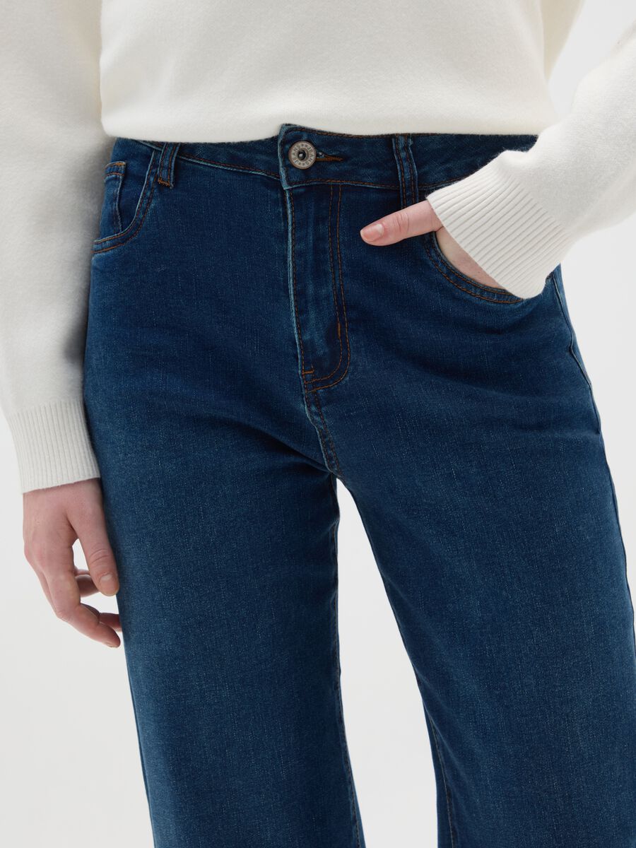 Blue Stretch Cotton Regular Fit Trousers_3