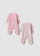 2-pack pink sleepsuits in pure organic cotton with Minnie & Me print for baby girl_1
