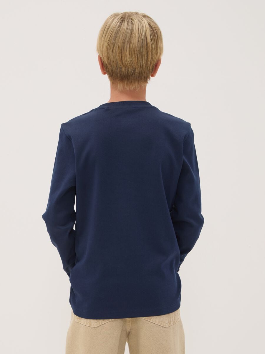 Blue organic cotton crew-neck T-shirt_2