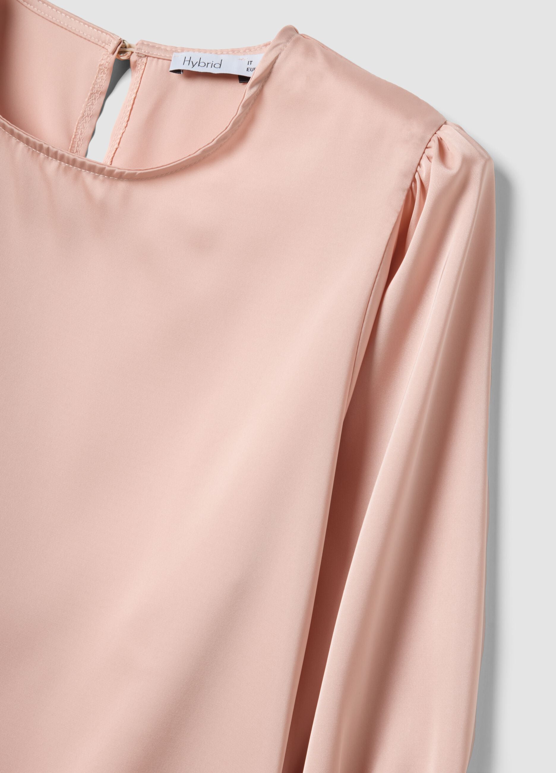 Pink long-sleeve regular fit top with teardrop closure