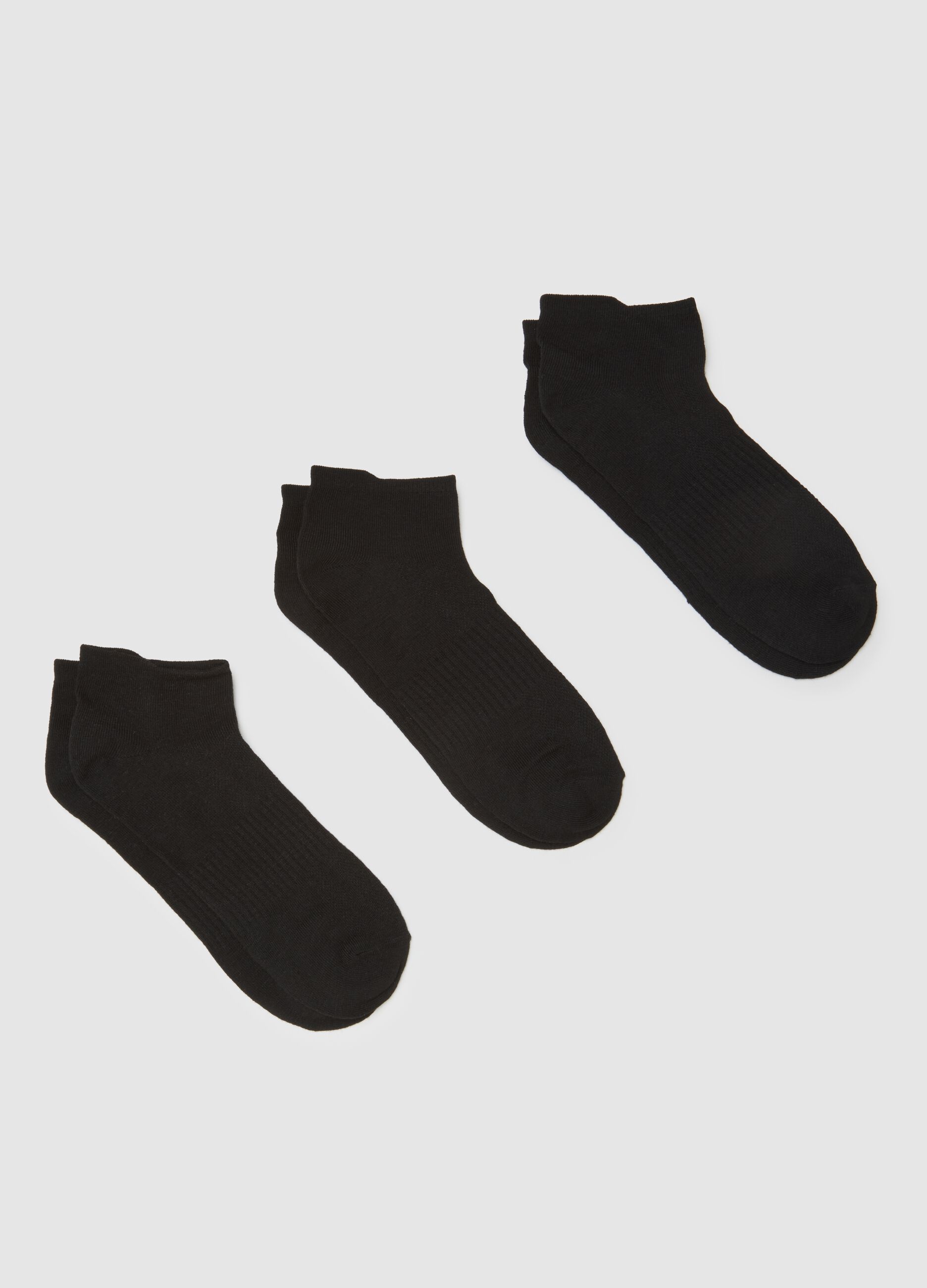 Black elastic blend sock tripack set