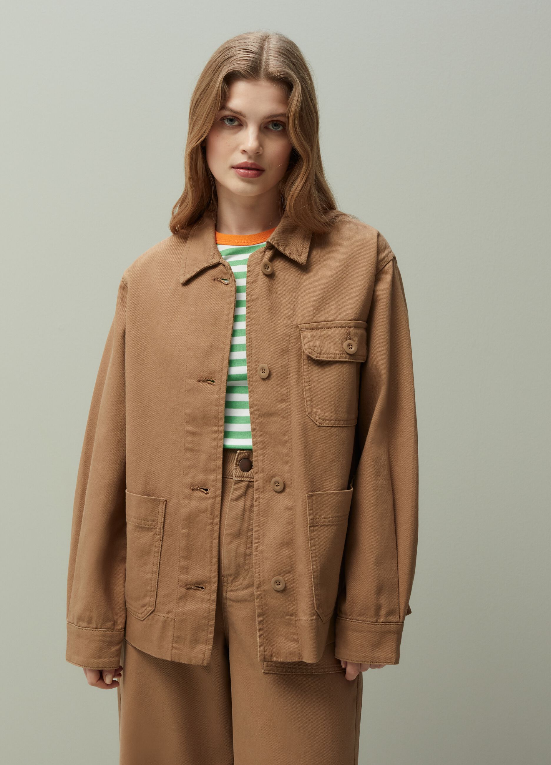Ovs Shacket in cotone con cintura