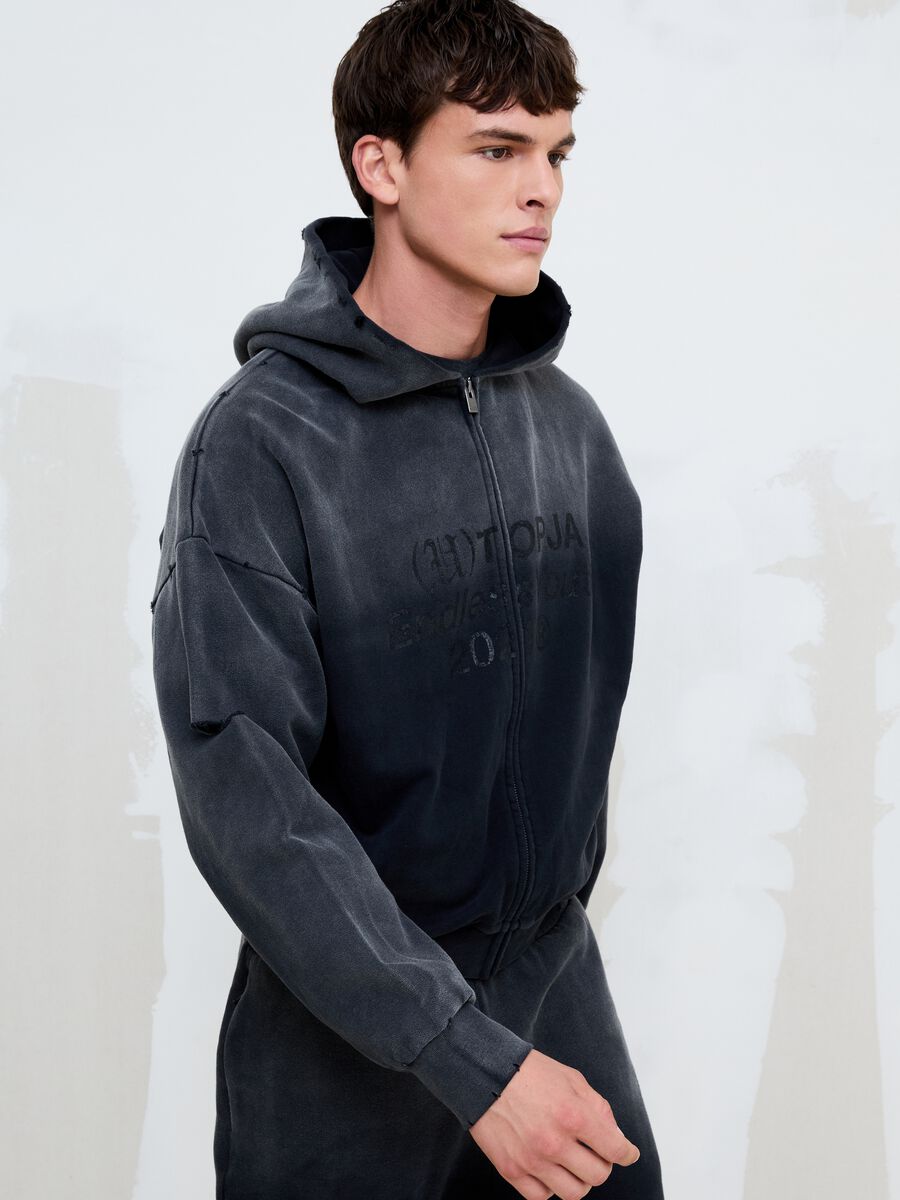 Full-zip Hoodie Sunfaded Black_1