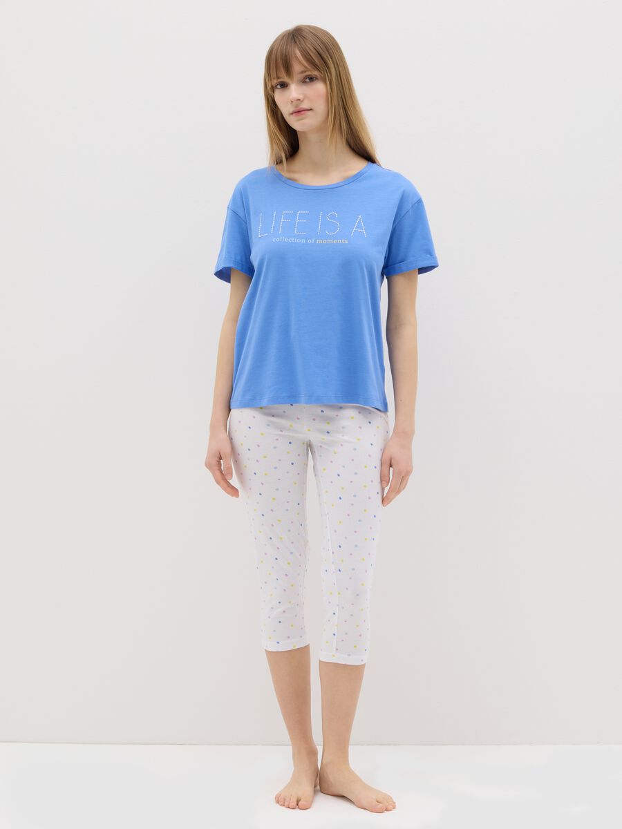 White and light blue cotton pyjamas with print_0