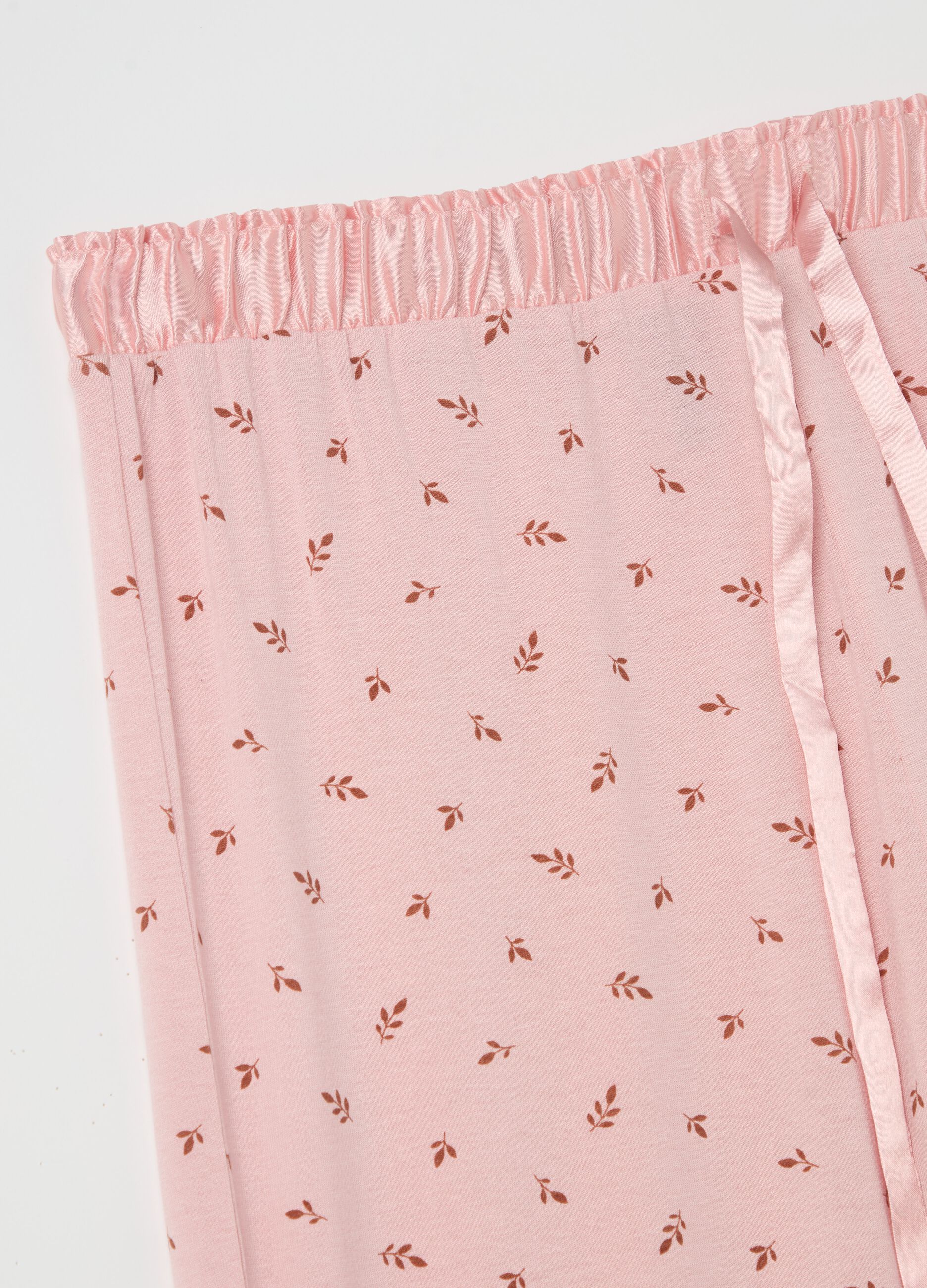 Pantalone pigiama stampa foglioline