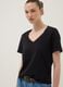 Black 100% cotton V-neck relaxed-fit T-shirt_0