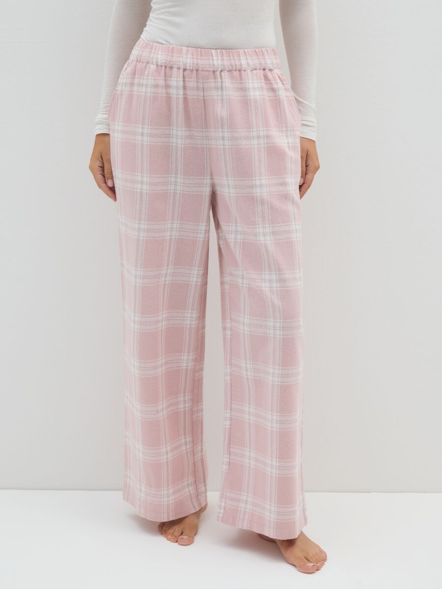 Pantaloni pigiama in flanella rosa regular fit_1