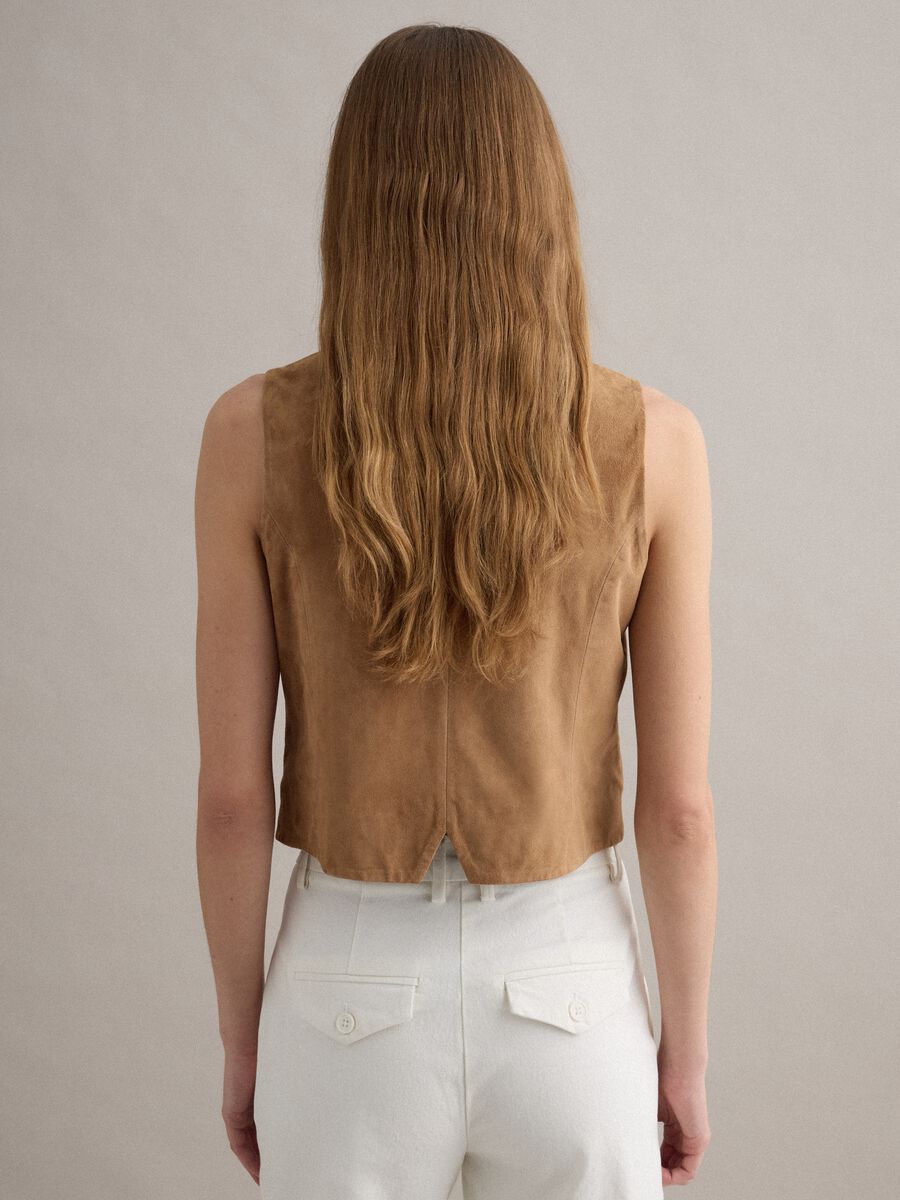 Brown Genuine Leather Waistcoat_3