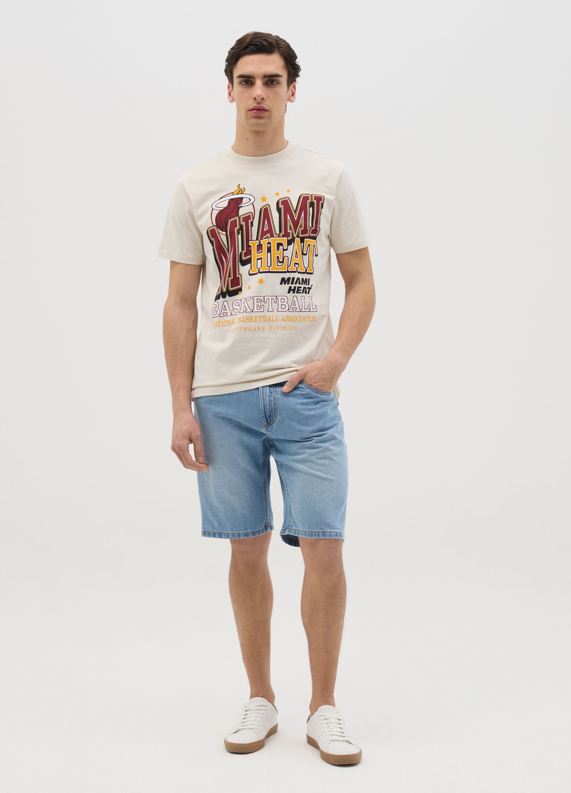 T-shirt in cotone con stampa NBA Miami Heat